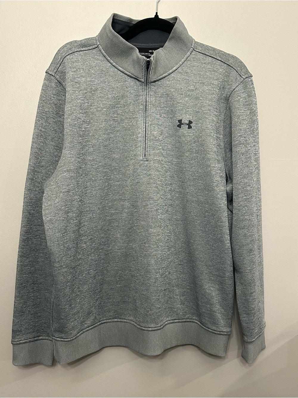 Under Armour ColdGear 1/4 Zip Pullover Large Gray Loose Fleece Sweatshirt  L